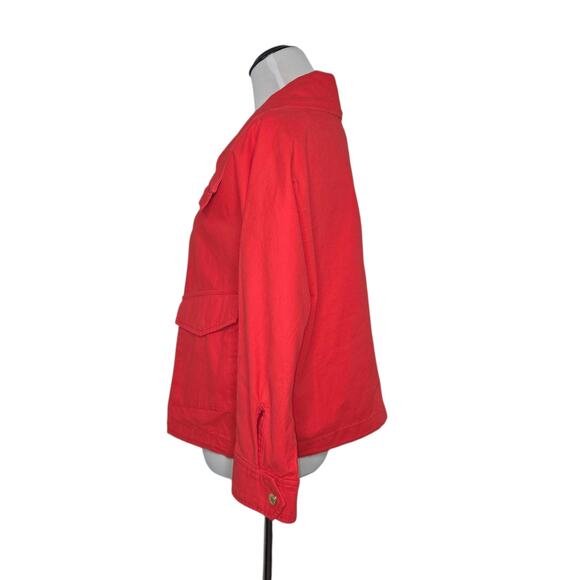 Michael Kors Bold Orange Cropped Canvas Jacket Sz Medium - Picture 4 of 7